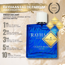 Load image into Gallery viewer, PERFUME DECANT Aqua Collection Rayhaan Eau de Parfum Ocean Rush for Him