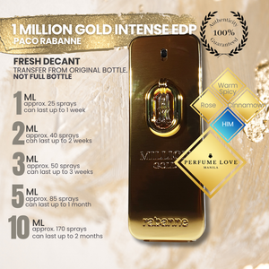 PERFUME DECANT Paco Rabanne 1 Million Gold Intense Eau de Parfum