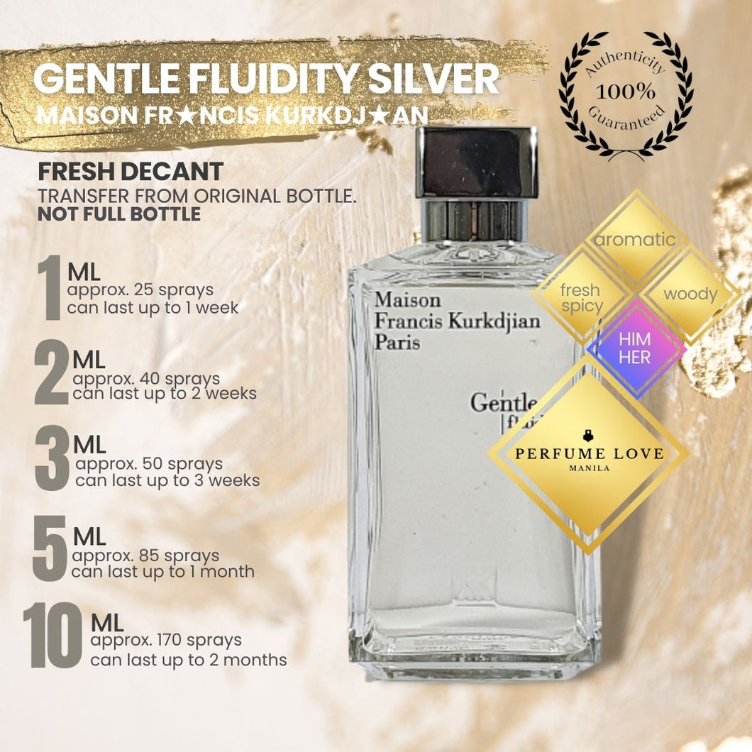 PERFUME DECANT Gentle Fluidity Silver aromatic, fresh spicy and woody notes
