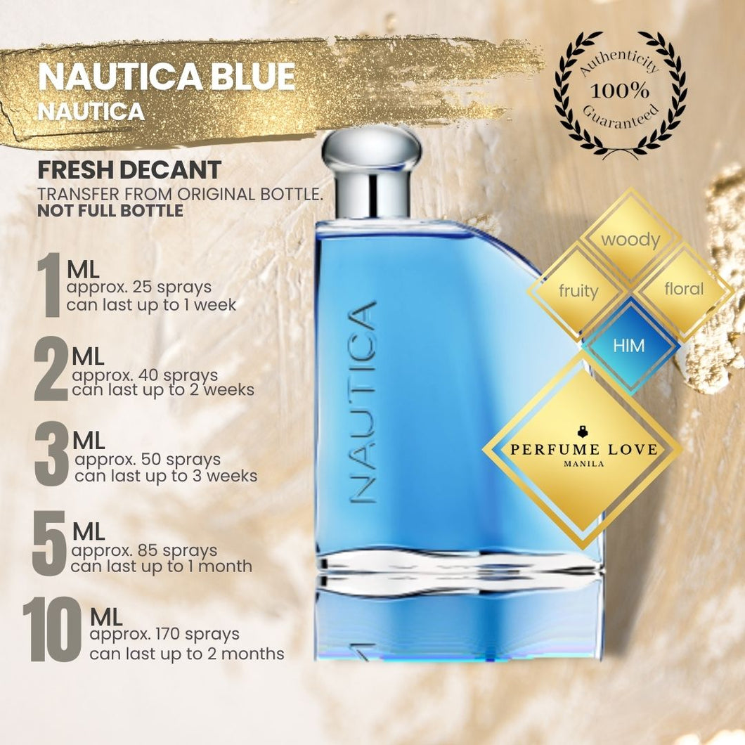 DECANT Nautica Blue fruity, woody and floral notes