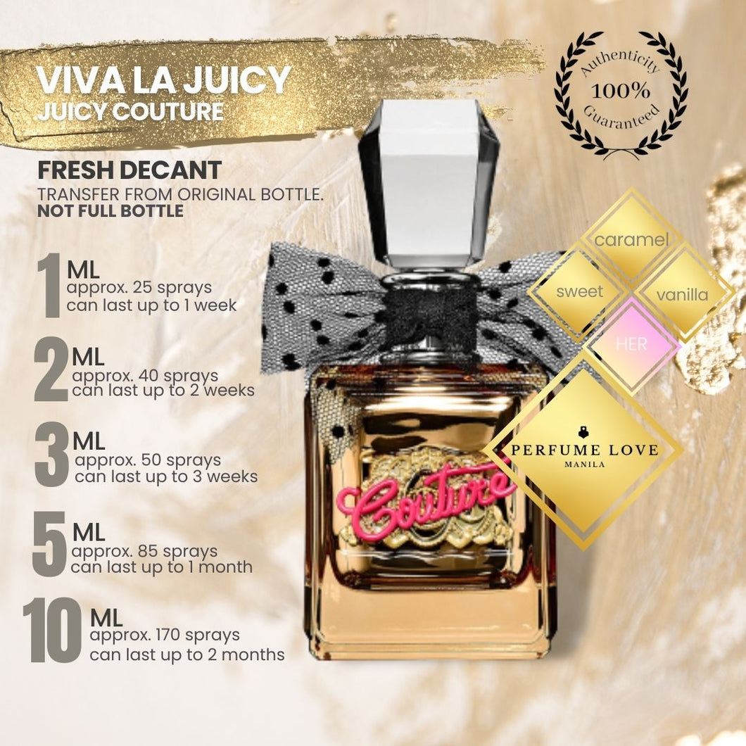 DECANT Viva La Juicy Gold Couture caramel, vanilla, and sweet notes