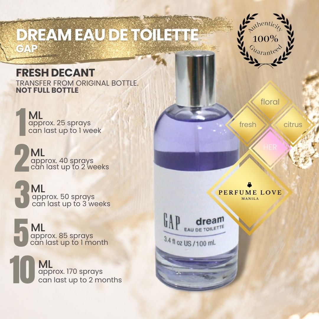 PERFUME DECANT Gap Dream eau de toilette fresh floral and citrus