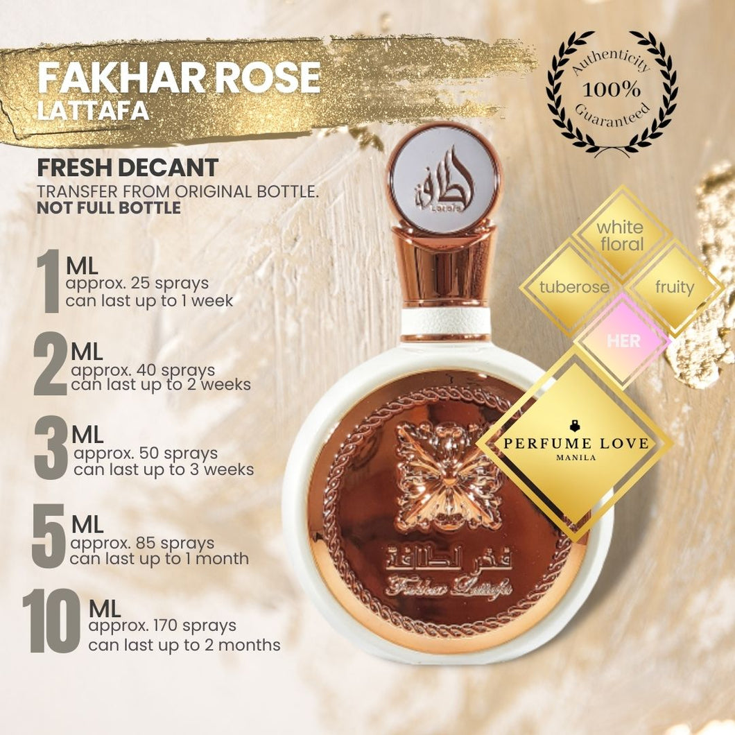 PERFUME DECANT Lattafa Fakhar Rose tuberose, white floral, fruity notes