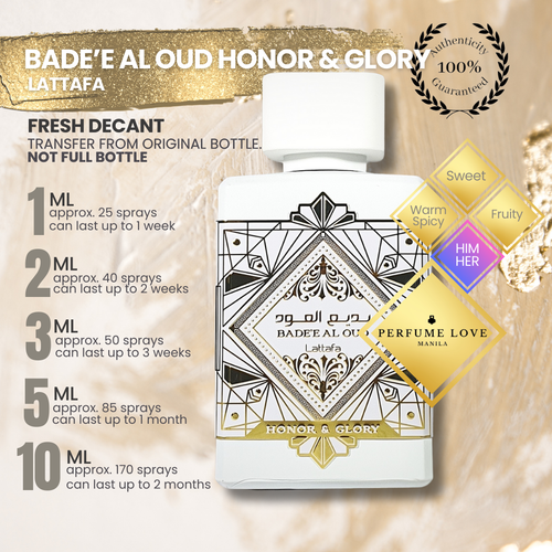 PERFUME DECANT Lattafa Bade'e Al Oud Honor & Glory Eau de Parfum