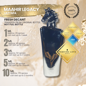 PERFUME DECANT Lattafa Maahir Legacy (PDM Sedley Clone)