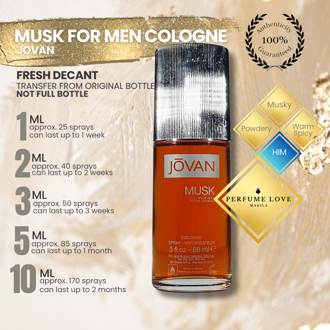 PERFUME DECANT Jovan Musk for Men Cologne