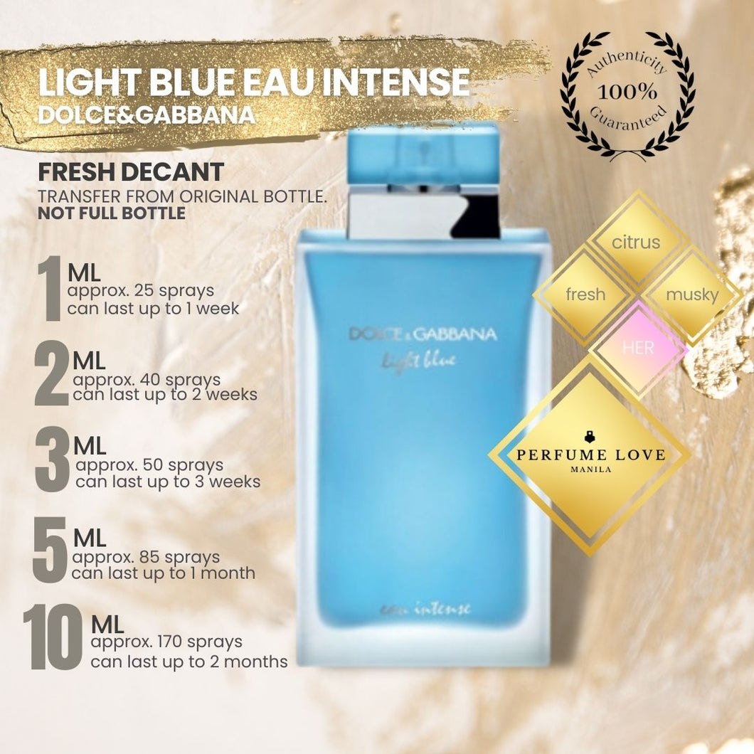 PERFUME DECANT Dolce & Gabbana Light Blue Eau Intense for Women