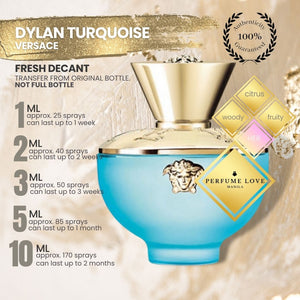 DECANT Versace Dylan Turquoise pour femme citrus, woody, fruity notes