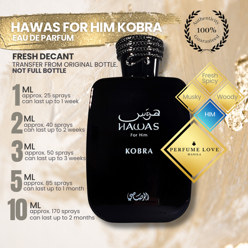 PERFUME DECANT Rasasi Hawas for Him Kobra Eau de Parfum