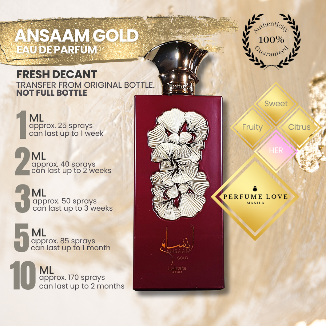 PERFUME DECANT Lattafa Ansaam Gold Eau de Parfum