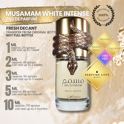 PERFUME DECANT Lattafa Musamam White Intense Eau de Parfum
