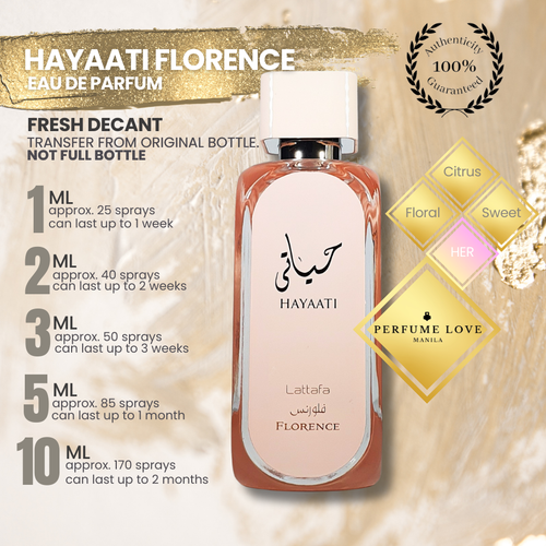 PERFUME DECANT Lattafa Hayaati Florence Eau de Parfum