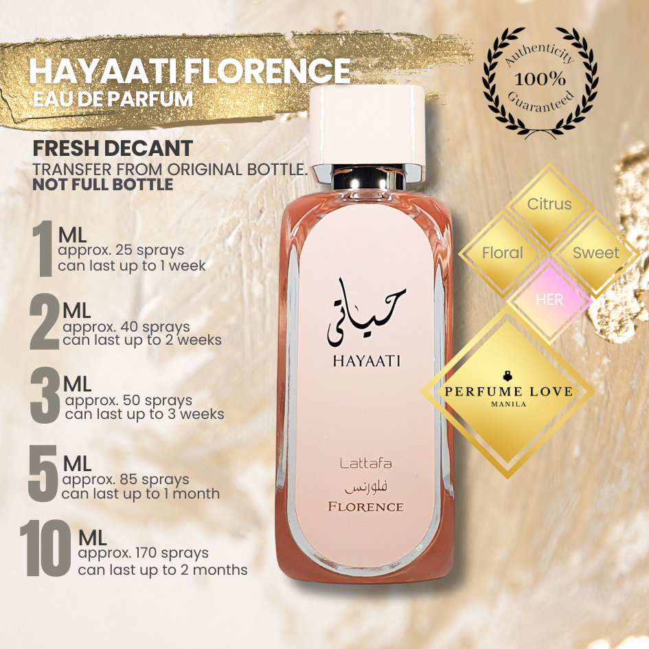 PERFUME DECANT Lattafa Hayaati Florence Eau de Parfum