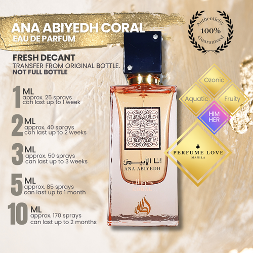 PERFUME DECANT Lattafa Ana Abiyedh Coral Eau de Parfum