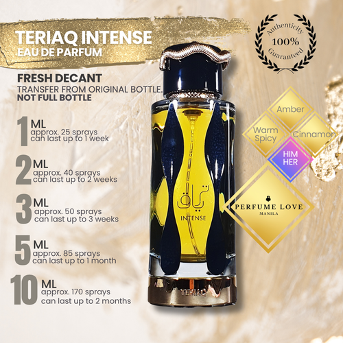 PERFUME DECANT Lattafa Teriaq Intense Eau de Parfum