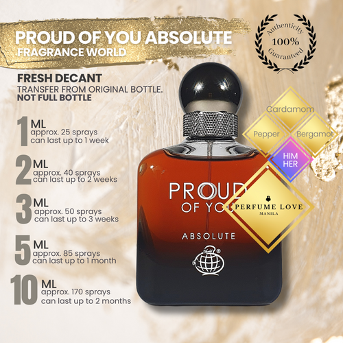 PERFUME DECANT Fragrance World Proud of You Absolute