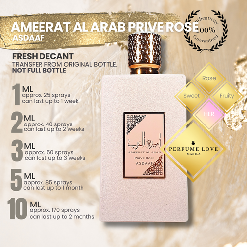 PERFUME DECANT Asdaaf Ameerat Al Arab Prive Rose Eau de Parfum