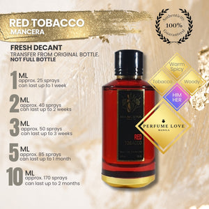 mancera red tobacco decant 10ml Madagascar vanilla Red Tobacco Intense Mancera Decant