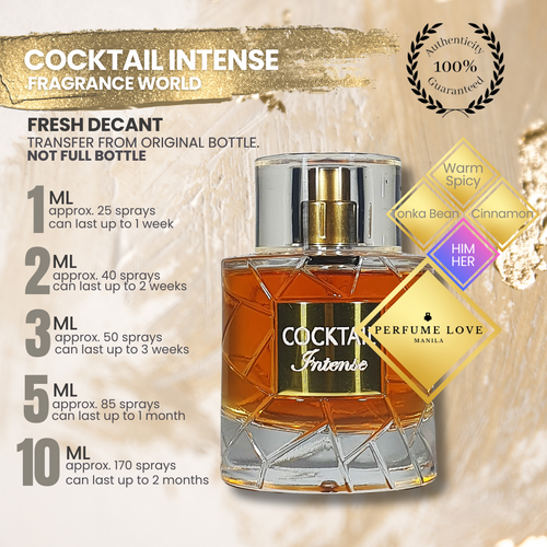 PERFUME DECANT Fragrance World Cocktail Intense