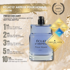 PERFUME DECANT Lanvin Eclat D'arpege Pour Homme – Perfume Love Manila