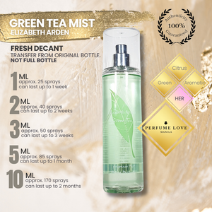 PERFUME DECANT Elizabeth Arden Green Tea Mist