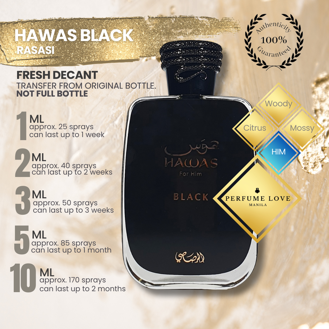 PERFUME DECANT Rasasi Hawas Black