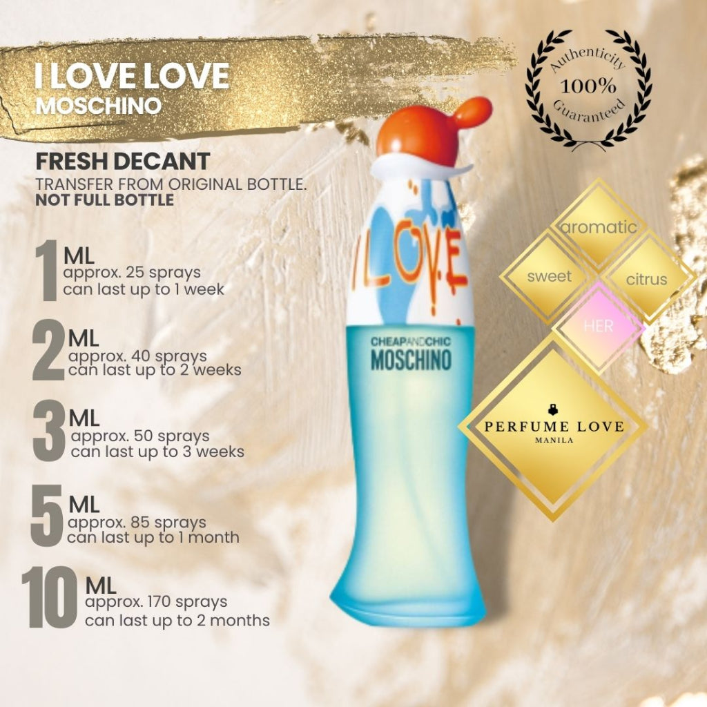 DECANT Moschino I Love Love citrus, aromatic and sweet notes