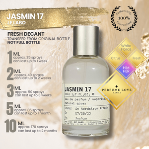 PERFUME DECANT Le Labo Jasmin 17 – Perfume Love Manila PERFUME DECANT Le Labo Jasmin 17 – Perfume Love Manila