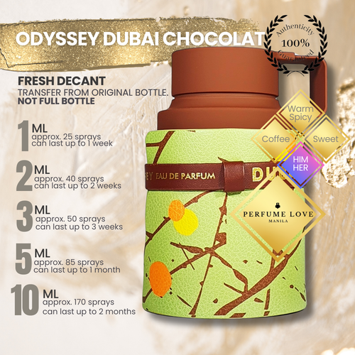 PERFUME DECANT Armaf Odyssey Dubai Chocolat Eau de Parfum Gourmand Edition
