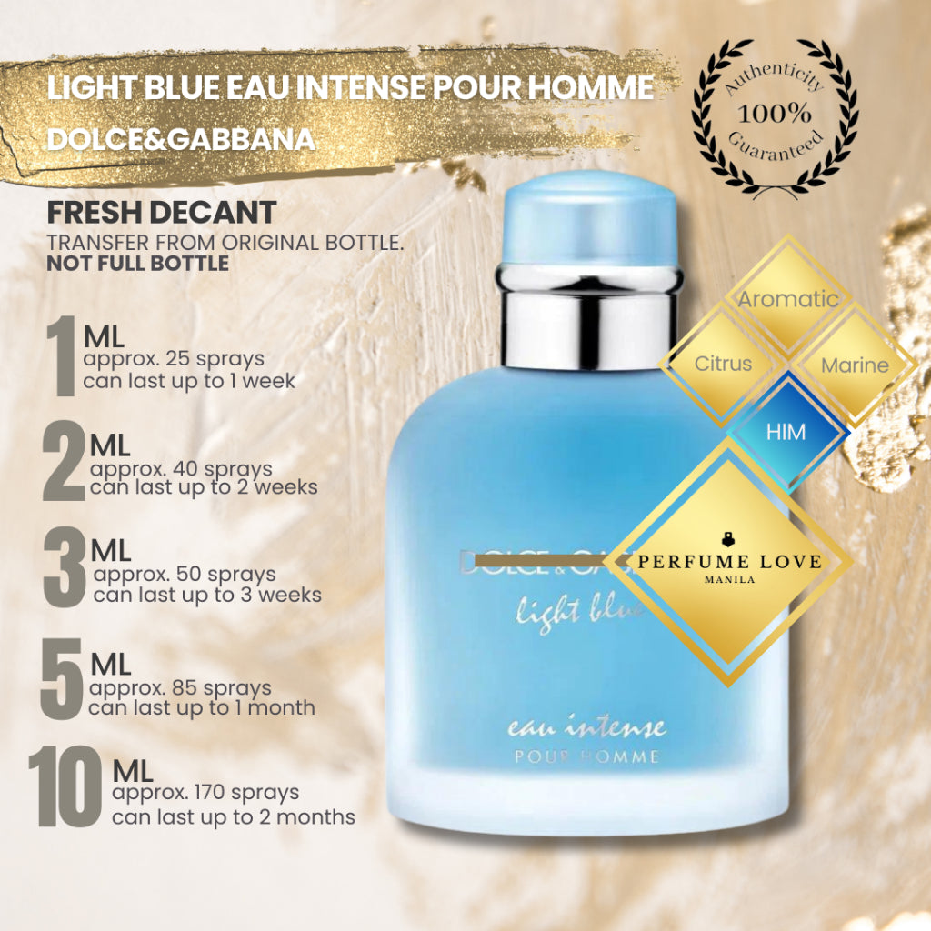 PERFUME DECANT Dolce Gabbana Light Blue Eau Intense Pour Homme Perfume Discovery Hub