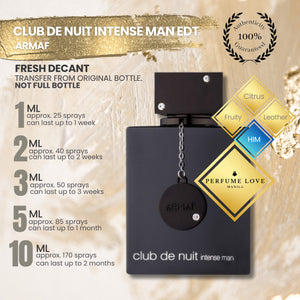 PERFUME DECANT Armaf Club De Nuit Intense Man Eau de Toilette