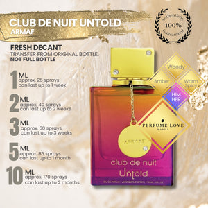 DECANT Armaf Club De Nuit Untold 1ml 2ml 3ml 5ml perfume