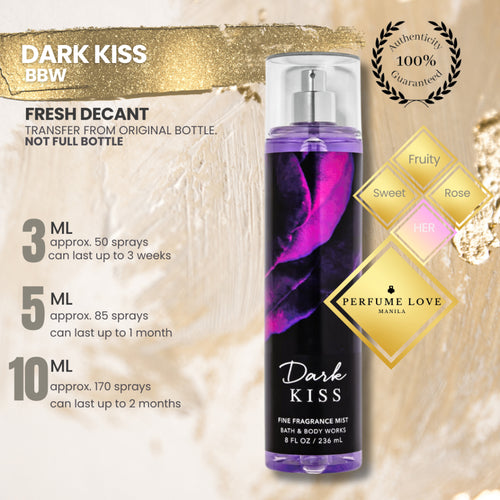 PERFUME DECANT BBW Dark Kiss 3ml 5ml 10ml mist