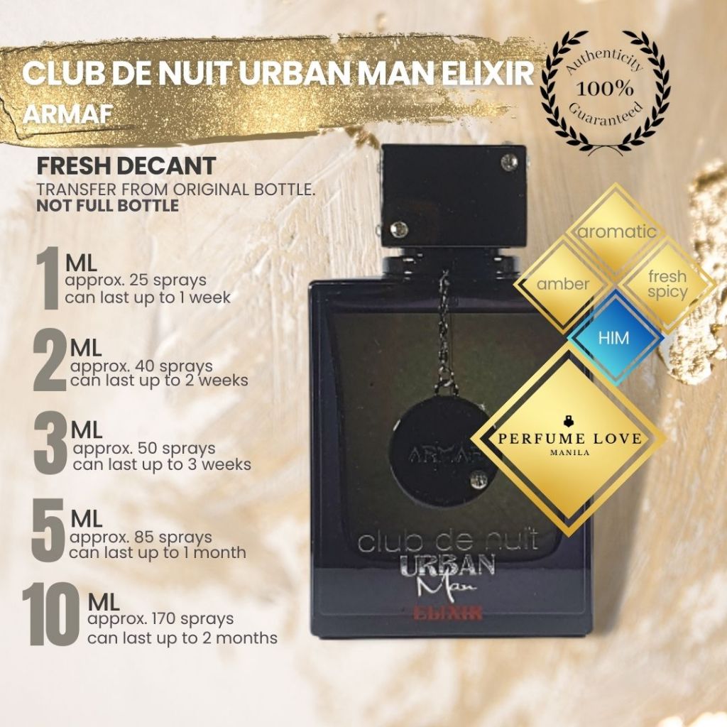 PERFUME DECANT Armaf Club de nuit Urban Man Elixir
