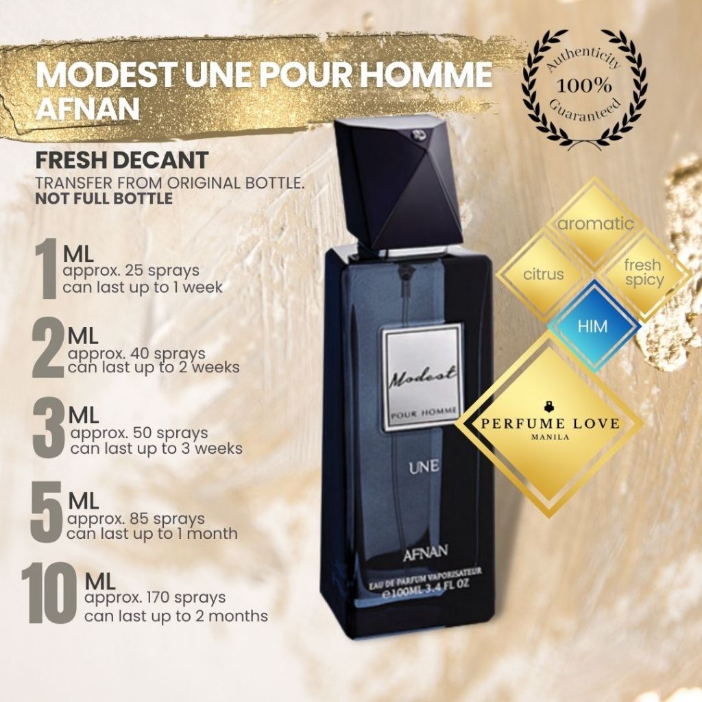 PERFUME DECANT Afnan Modest Une Pour Homme