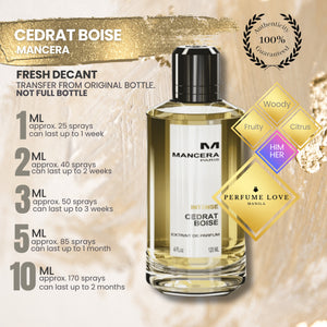 PERFUME DECANT Mancera Cedrat Boise