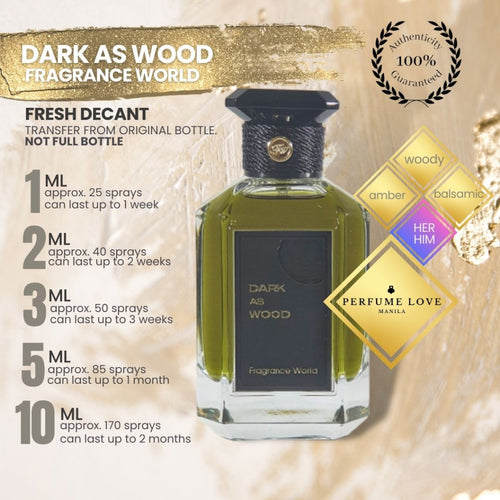 PERFUME DECANT Fragrance World Dark as Wood