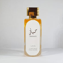 Load image into Gallery viewer, PERFUME DECANT Lattafa Hayaati gold elixir animalic, leather, vanilla notes