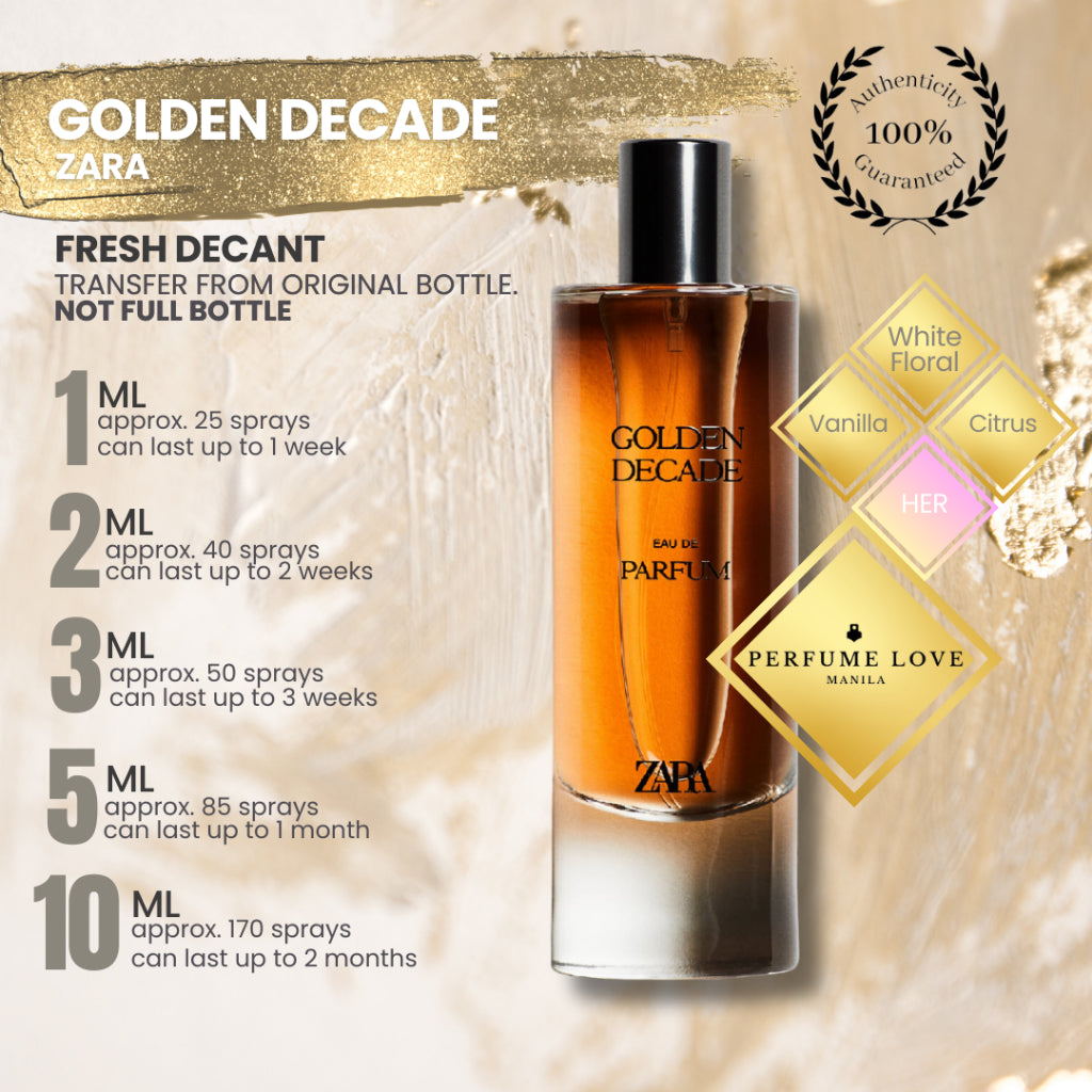 PERFUME DECANT Zara Golden Decade – Perfume Love Manila