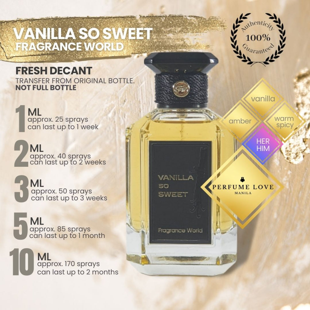 PERFUME DECANT Fragrance World Vanilla So Sweet (Guerlain