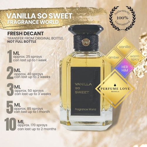 PERFUME DECANT Fragrance World Vanilla So Sweet (Guerlain - Spiritueuse Double Vanilla)