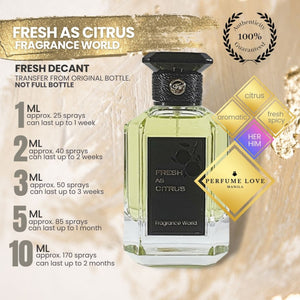PERFUME DECANT Fragrance World Fresh As Citrus (Guerlain Herbes Troublantes Dupe)