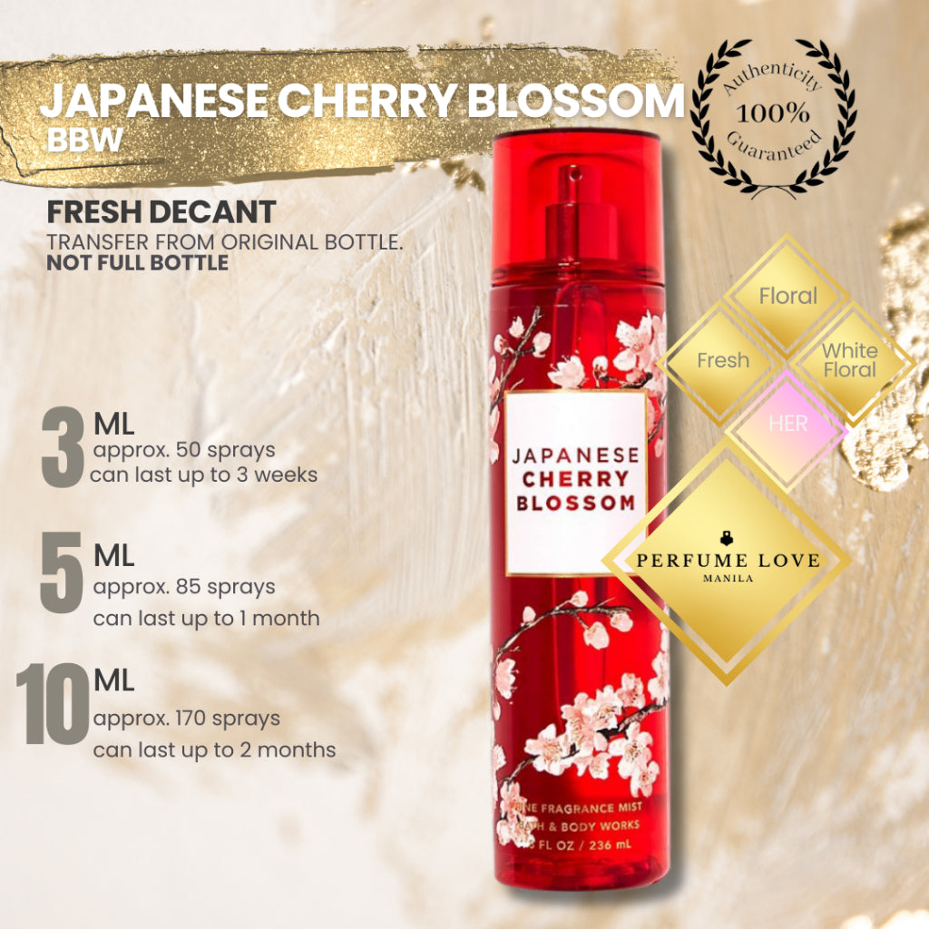 PERFUME DECANT BBW Japanese Cherry Blossom 3ml 5ml 10ml mist