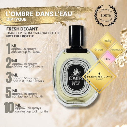 PERFUME DECANT Diptyque L'ombre Dans L'eau Eau de Toilette