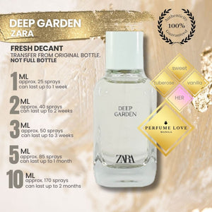 PERFUME DECANT Zara Deep Garden