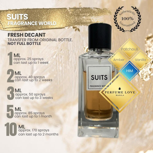 PERFUME DECANT Fragrance World Suits (YSI_Tuxedo Dupe)