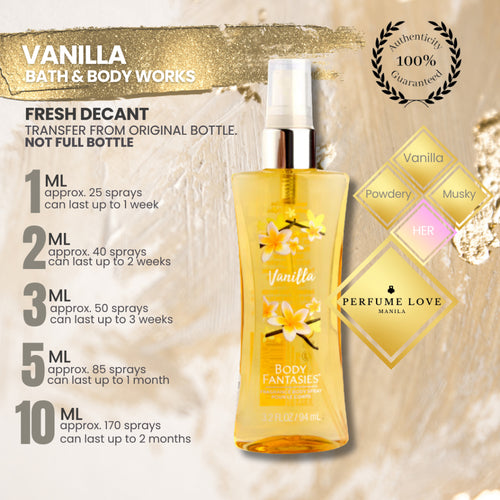 PERFUME DECANT Body Fantasies Vanilla