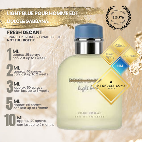 PERFUME DECANT Dolce & Gabbana Light Blue Pour Homme Eau de Toilette