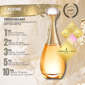 PERFUME DECANT Dior J'adore Eau de Parfum – Perfume Love Manila