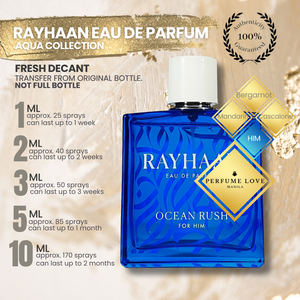 PERFUME DECANT Aqua Collection Rayhaan Eau de Parfum Ocean Rush for Him